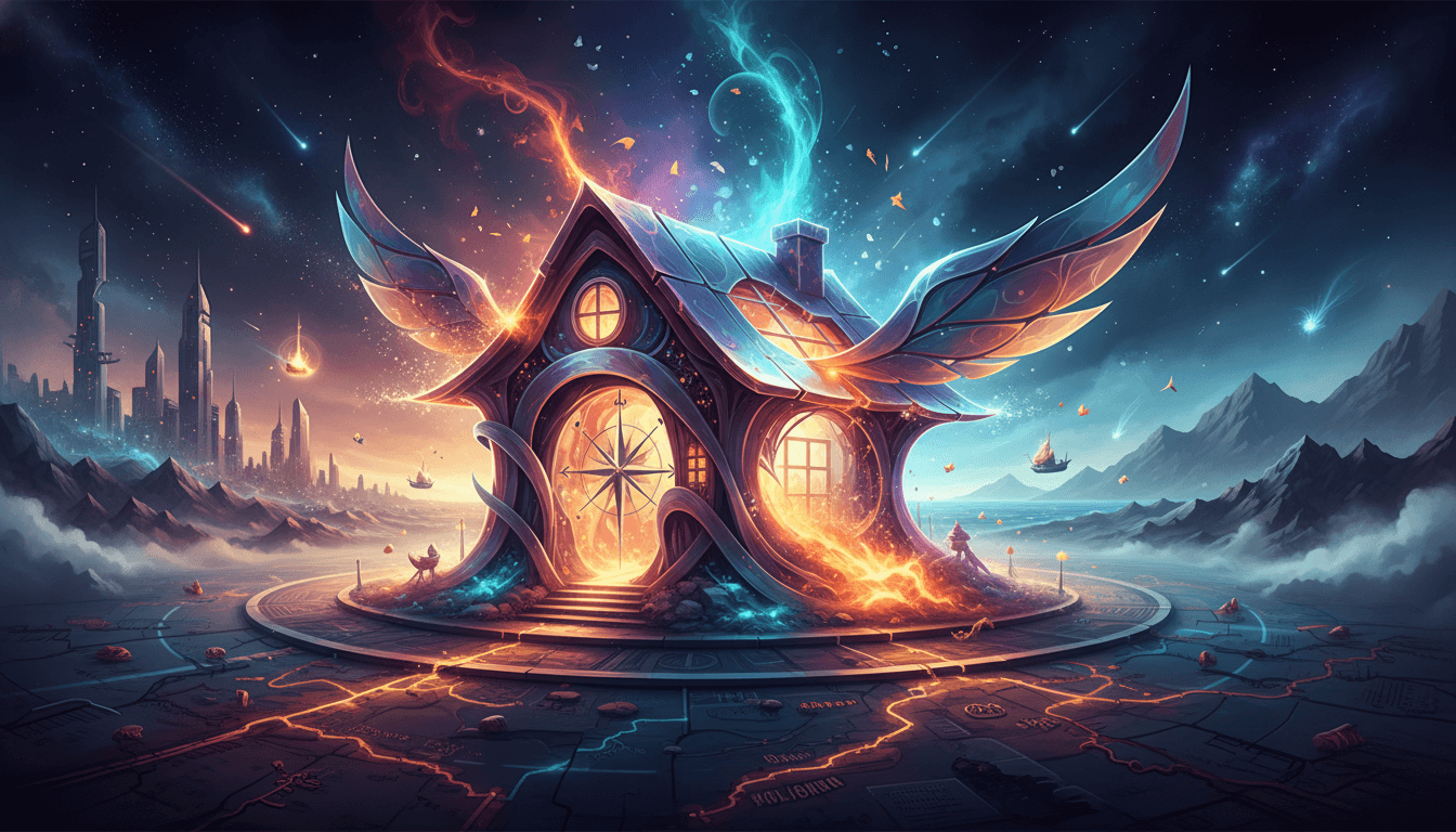 House labeled '5' transforming, ready for exciting adventures.