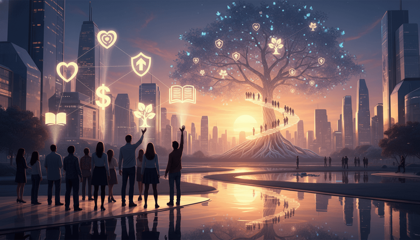 Depicting a person's current life as various experiences and outcomes unfold.