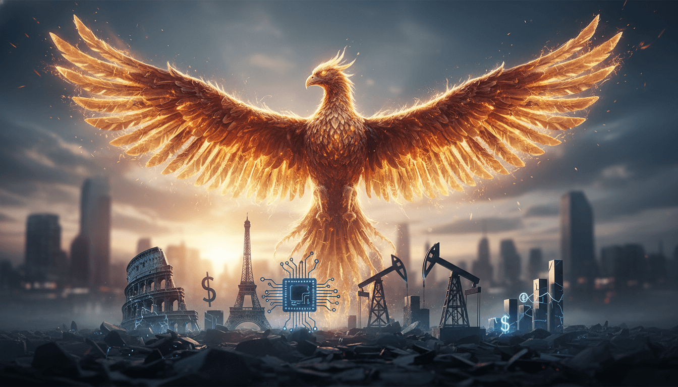 Phoenix rising powerfully, symbolizing resilience and action in business case studies.