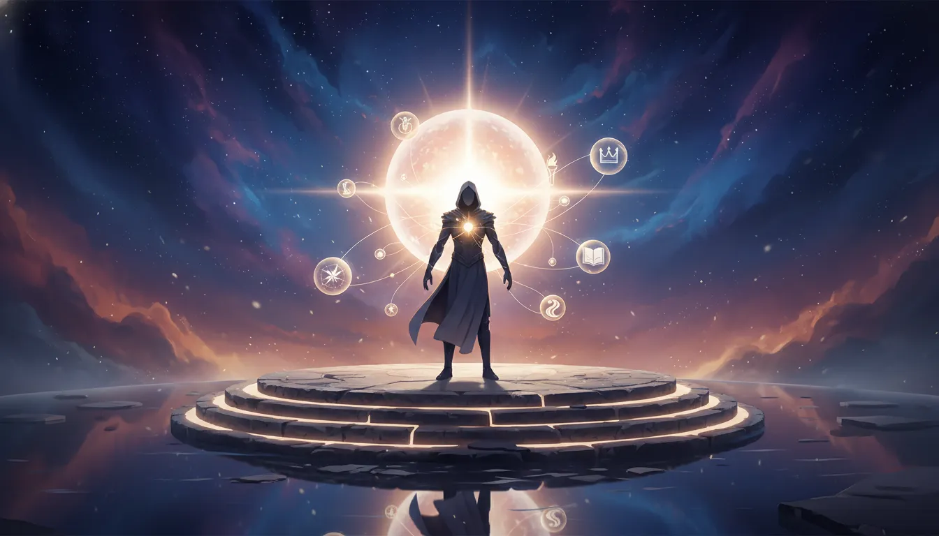 Stylized silhouette with glowing core, symbolizing the inner leader.