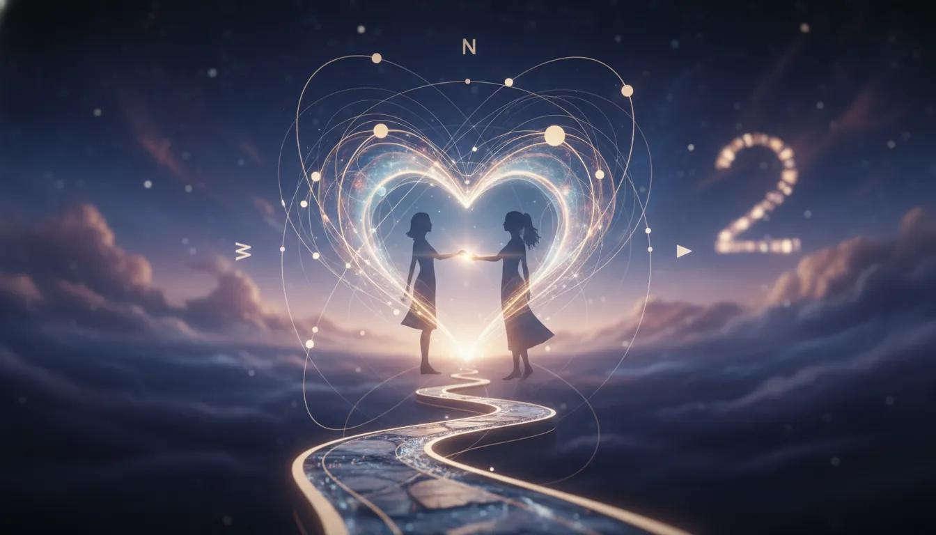 Two people gently connecting, a shared heart, navigating life together.