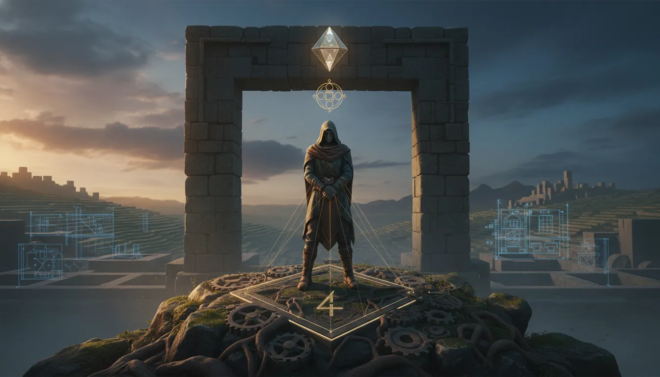 A cinderblock engraved with a 4 with digital numbers above