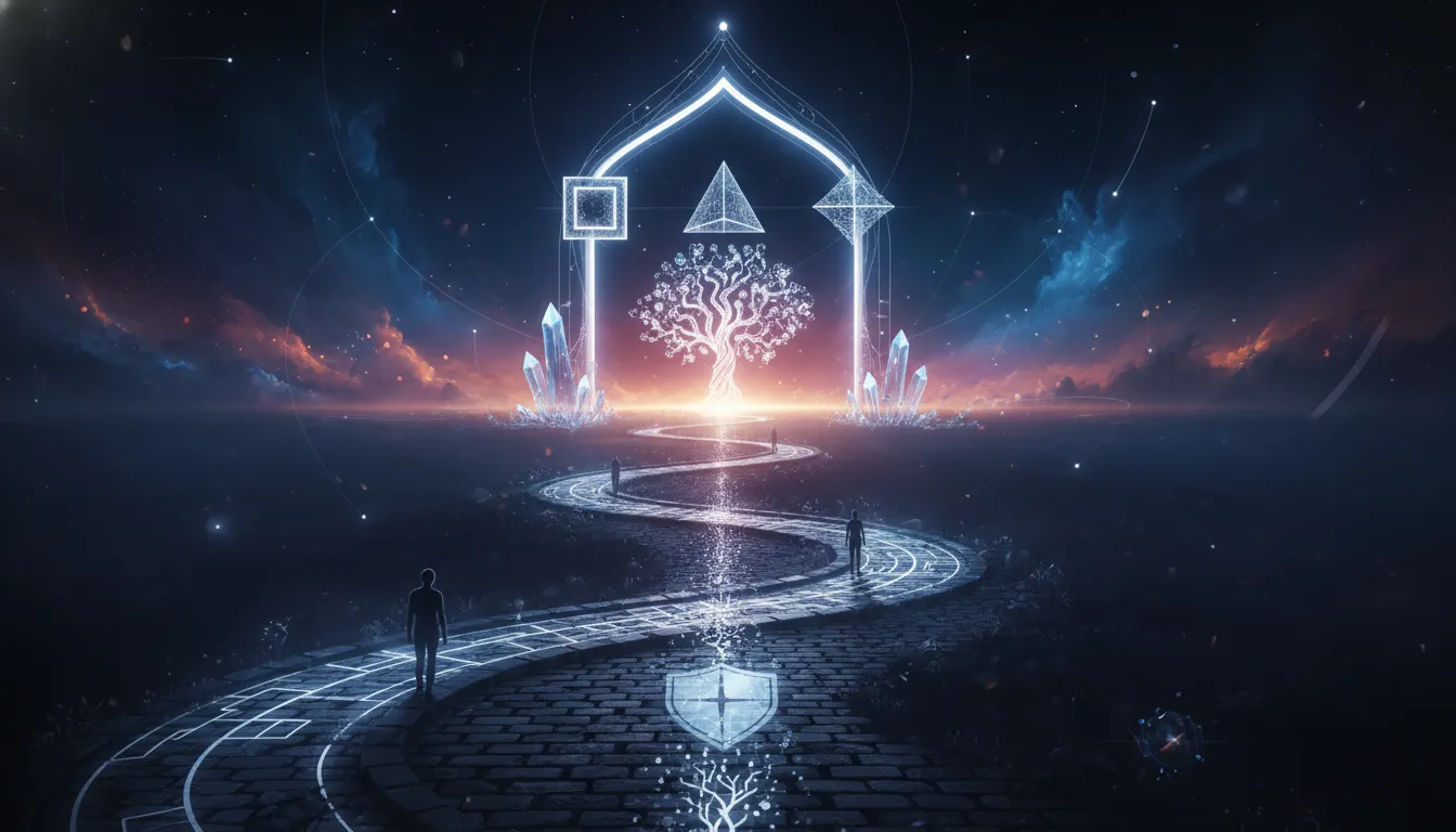 Ascending path with number 4, symbolizing numerology growth and evolution.