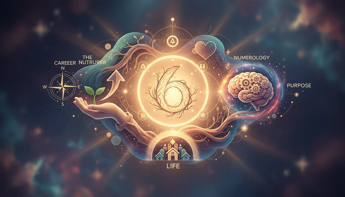 Illustration representing The Nurturer's Calling: Career, Purpose, and Life Path Numerology for Number 6