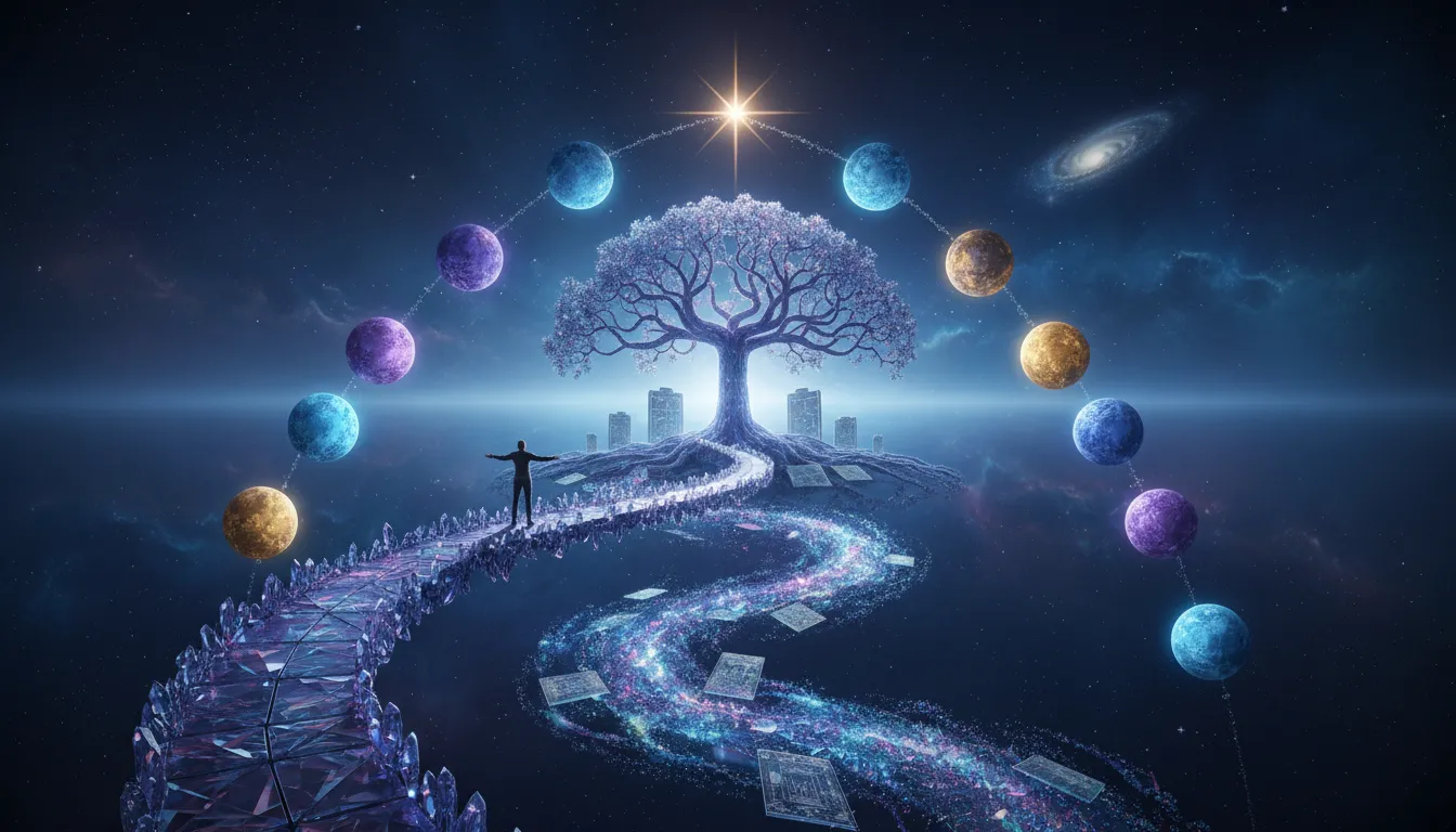 An adventurous, vibrant path symbolizing a unique journey of wisdom and thriving.