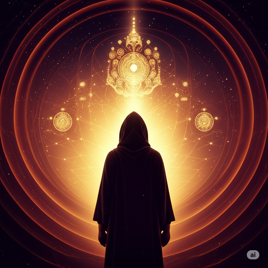 A shadowy figure staring out in the bright light