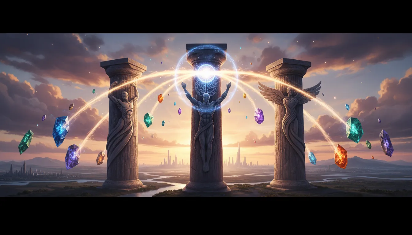 Tall, strong pillars supporting a structure, representing inner ability and strength.