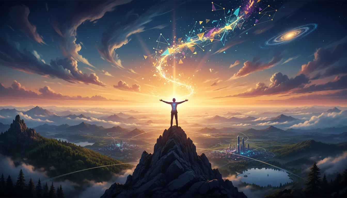 Person reaching for the sky, symbolizing growth and aspiration.