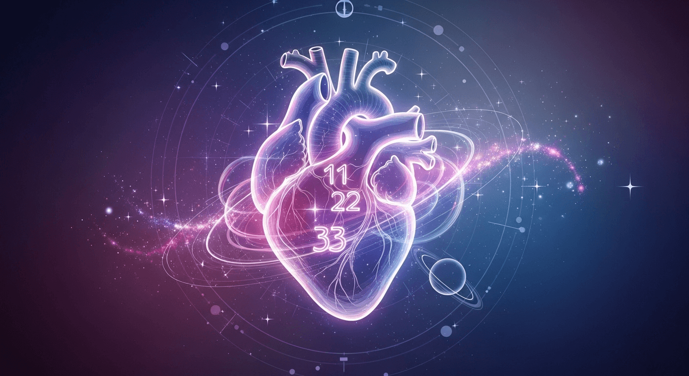 A blue and purple cosmos with a galaxy in the biddle and a series of stars that together, form a human heart