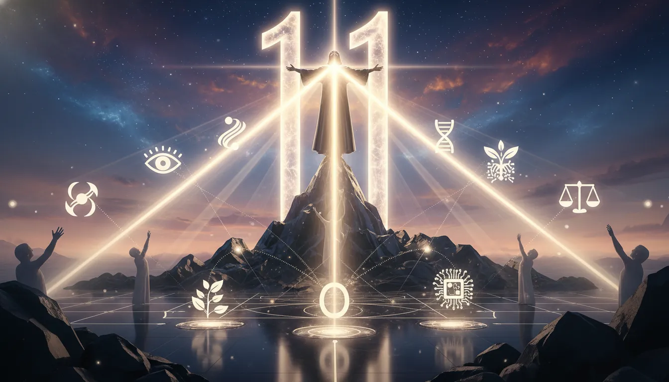 Light bearer figure radiating strengths and talents of the 11 Life Path.