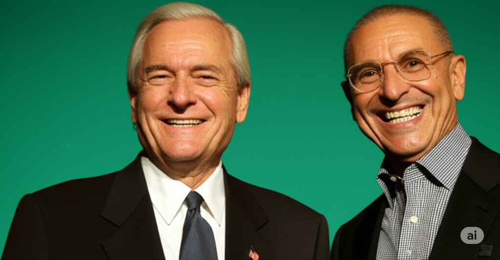 Two elderly men dressed in professional attire