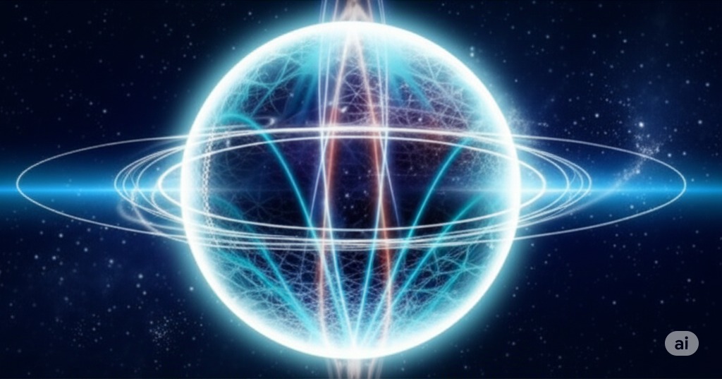 A light neon light shaped as a sphere in the galaxy