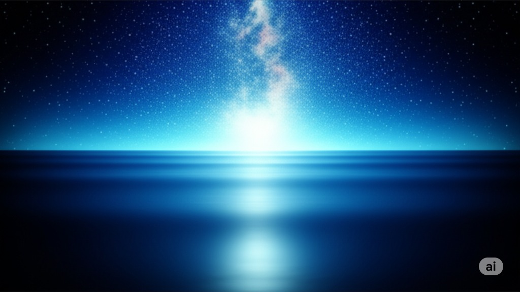 A large, neon blue ether in a dark ocean