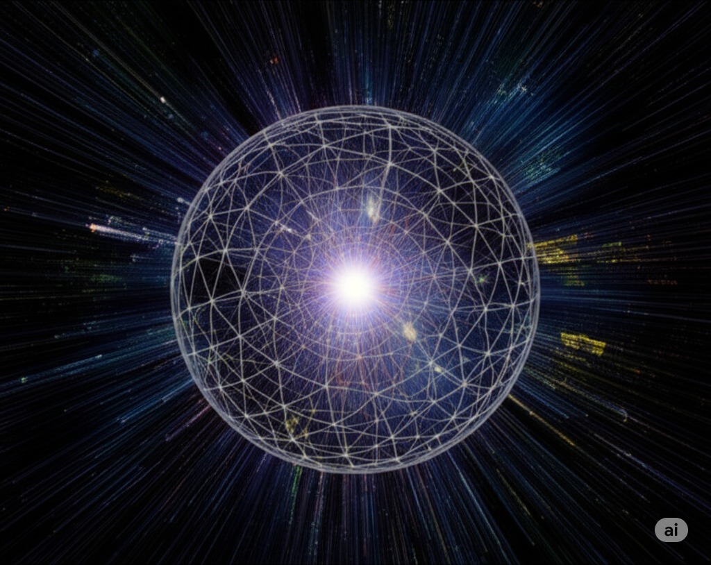 An abstract sphere in the galaxy connected by a series of stars