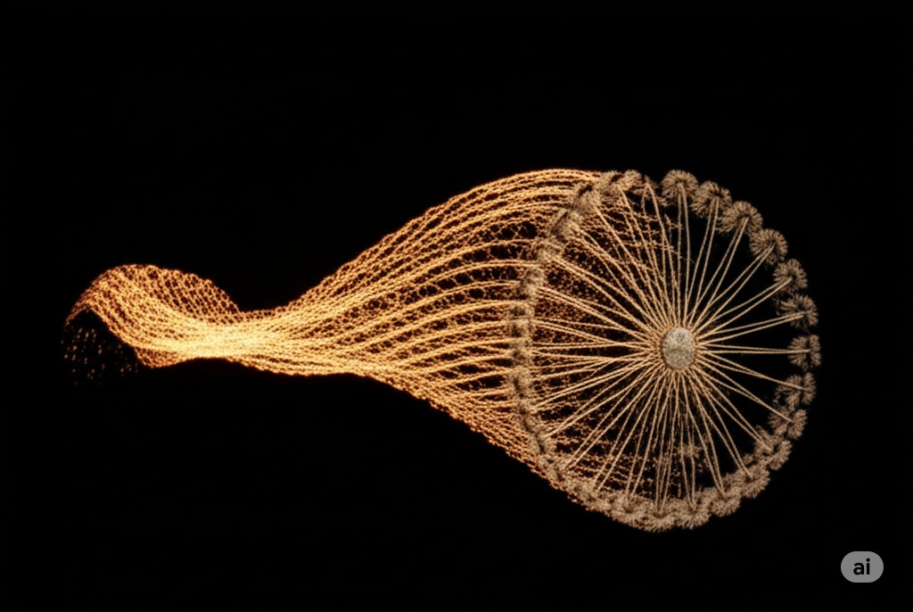 A series of yellow flowers spiraling in a dark backdrop
