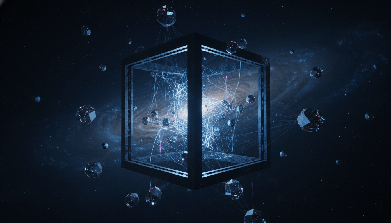 Dark void, shaped like a '4', exhibiting stable, geometric structure.