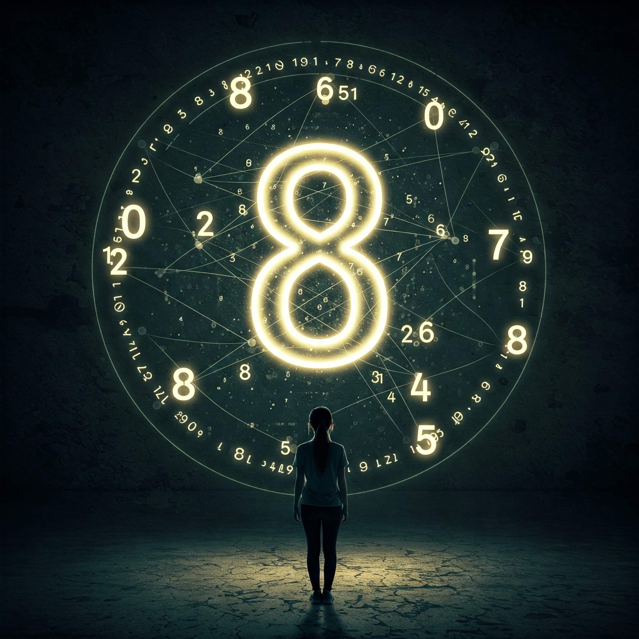 Woman a circle of large numbers