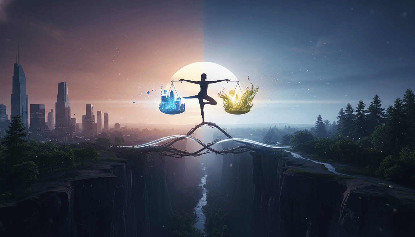 Two hands carefully balancing a small, smooth stone.