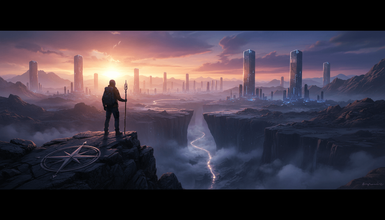 A lone figure confidently forging a new path forward.