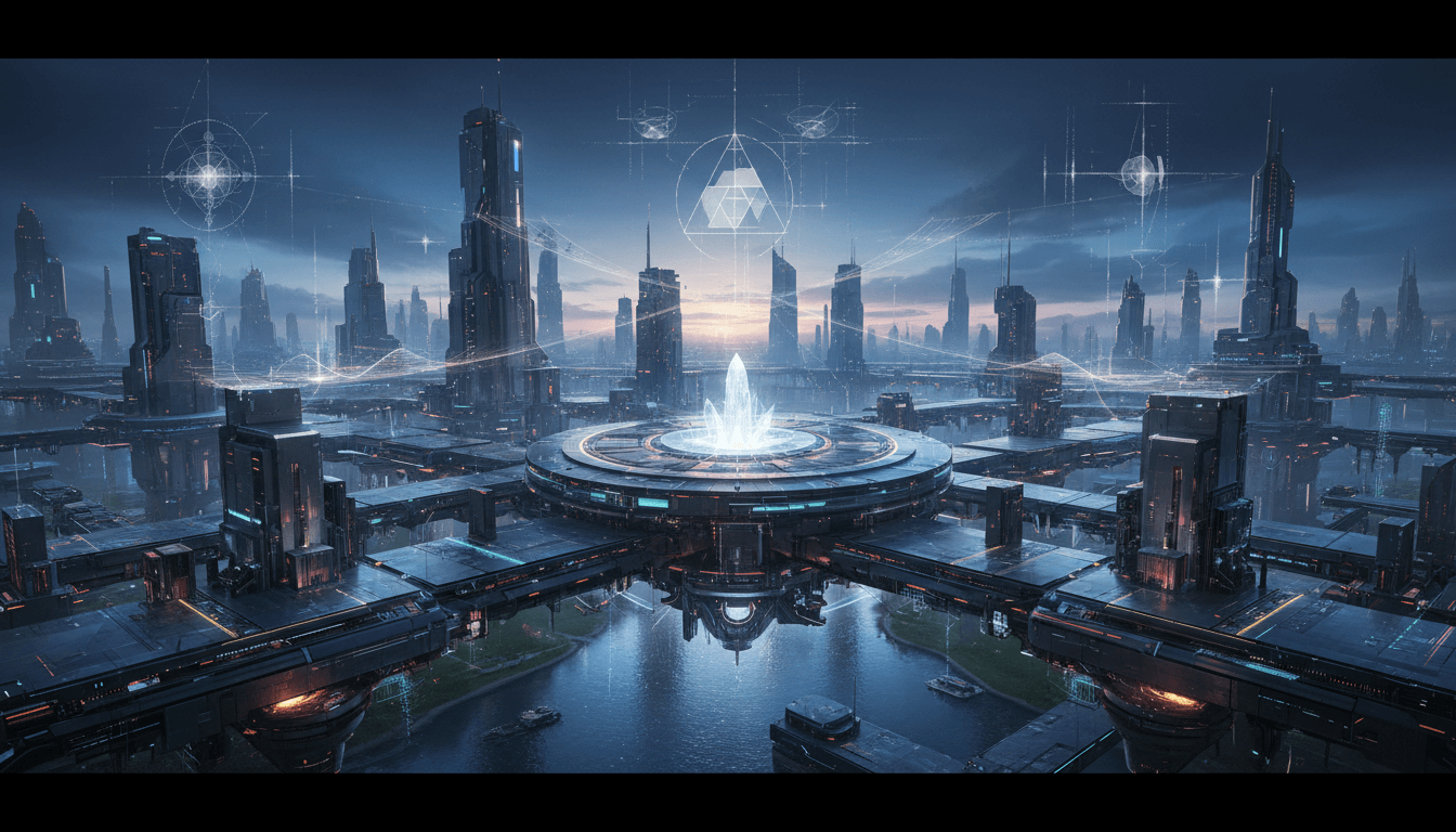 Numbers and interconnected platforms vibrating with energy.